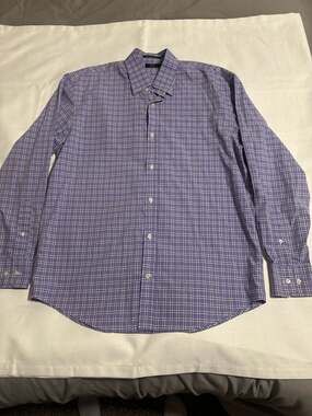 LINCS David Chu Purple Plaid Long Sleeve Button Down Shirt Size L